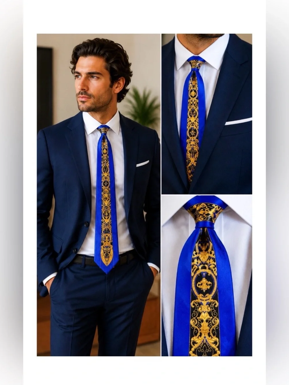 BACHRACH Made In Italy Royal Blue Silk Tie